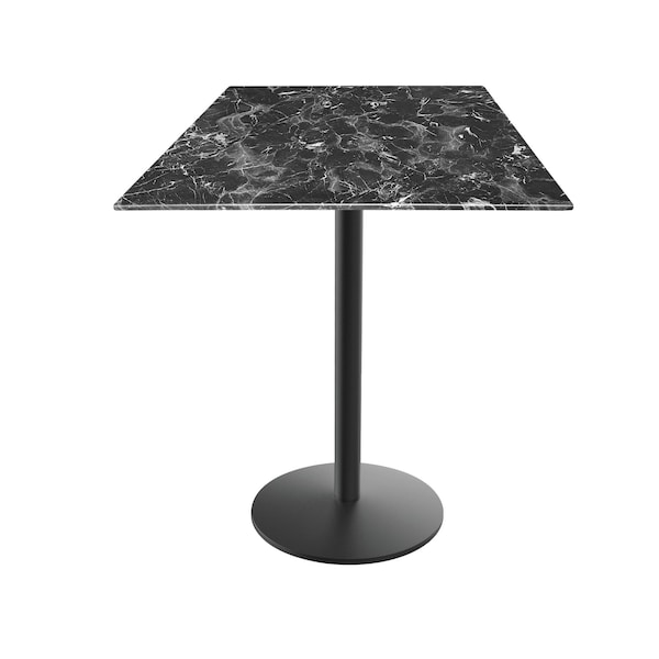 42 Tall OD214 Black Table Base w22 Dia foot and 32x32 Square Black Marble Top, IndoorOutdoor
